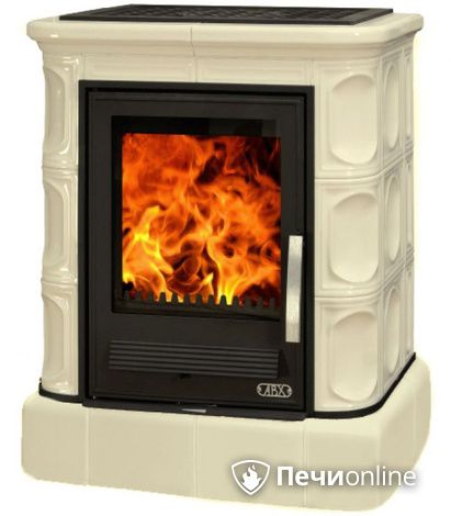 Печь-камин ABX Marina KP (6,9кВт в воду), кафельный цоколь, каф.верх. плита, песчаная в Костроме